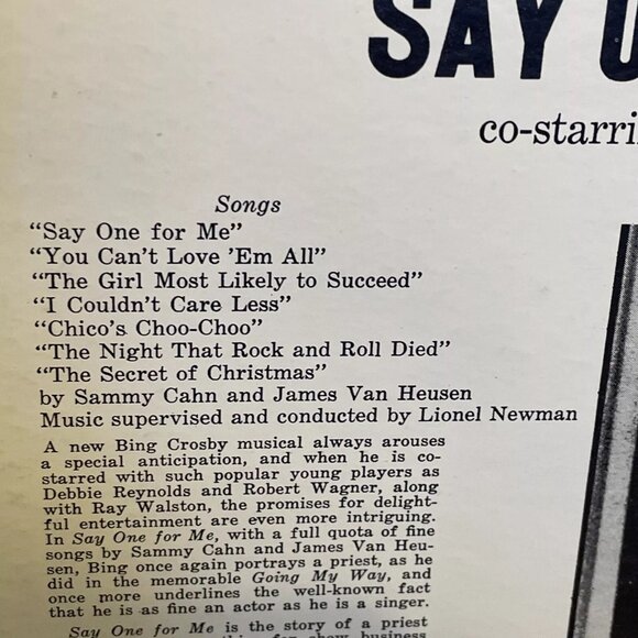 Say One For Me (An Original Sound Track Recording)(Vinyl, 1959) Columbia CL 1337 - Picture 4 of 8